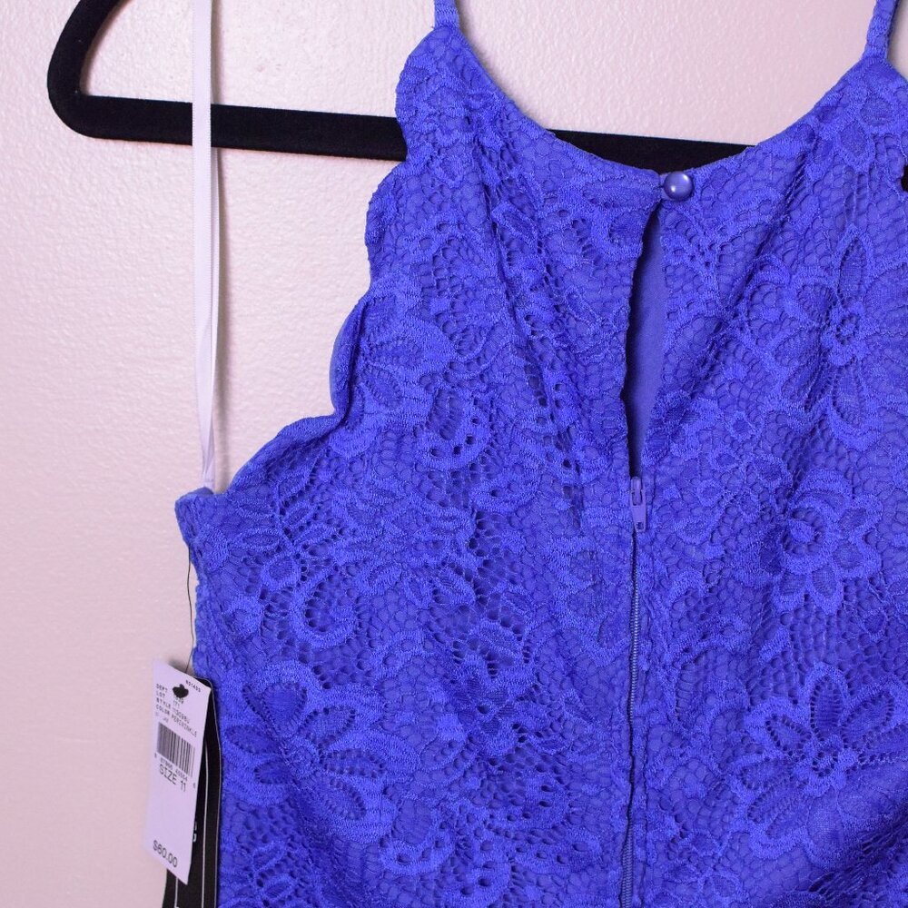 *NWT* Women's A. Byer Periwinkle Lace Fit & Flare Dress - Size Juniors 11 - Picture 6 of 7